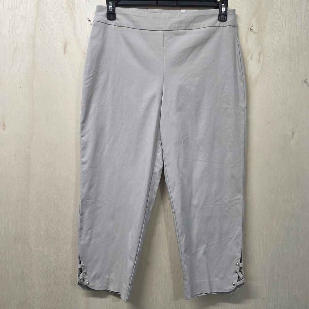 JM Collection Women's Stonewall Beige Capri Pants Comfort Waist Size M